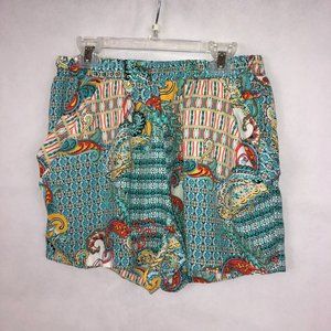 Tyche Blue/Orange Patterned Flowy Shorts Size S
